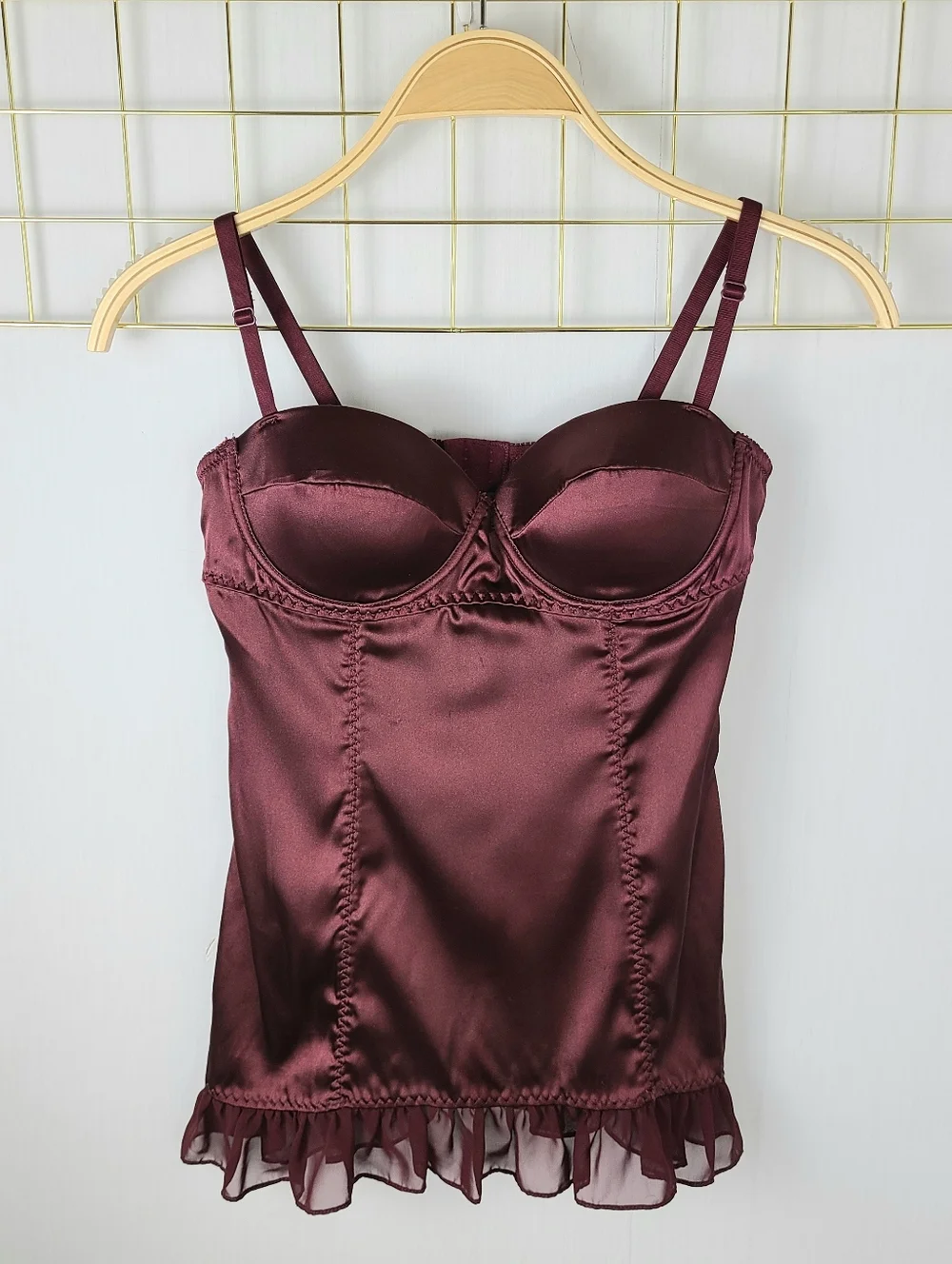 Victoria's Secret Sexy Little Things Burgundy Satin Whimsigoth Y2K Corset